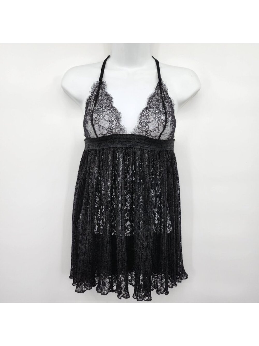 Victorias Secret Lace Babydoll Lingerie Top Small Black Clubwear Festival Sheer